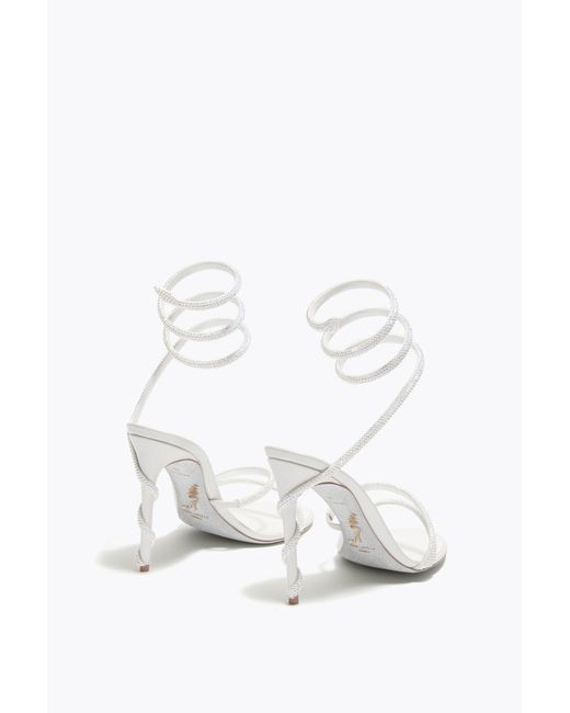 Rene Caovilla White Margot Ivory Satin-Lamb/Trasmission Strass Sandal