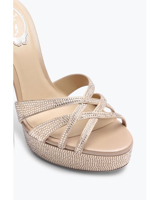 Rene Caovilla White Dania Champagne Platform Slider Sandal 130