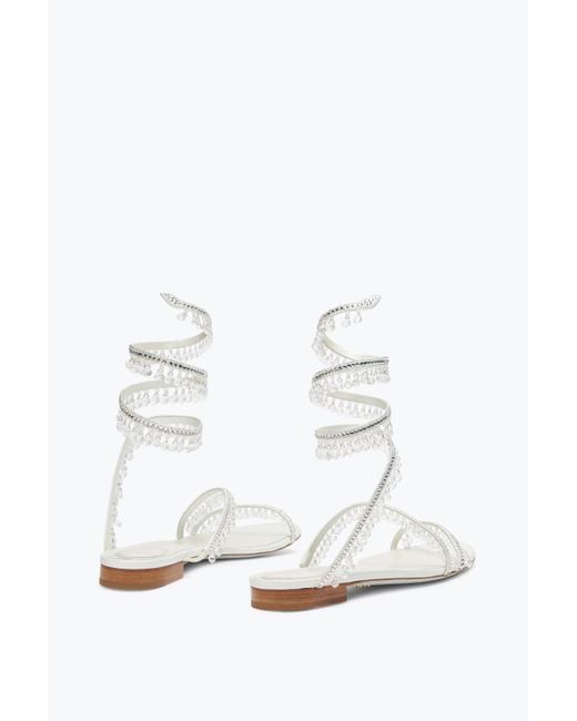 Rene Caovilla White Chandelier Crystal Ivory Sandal 10