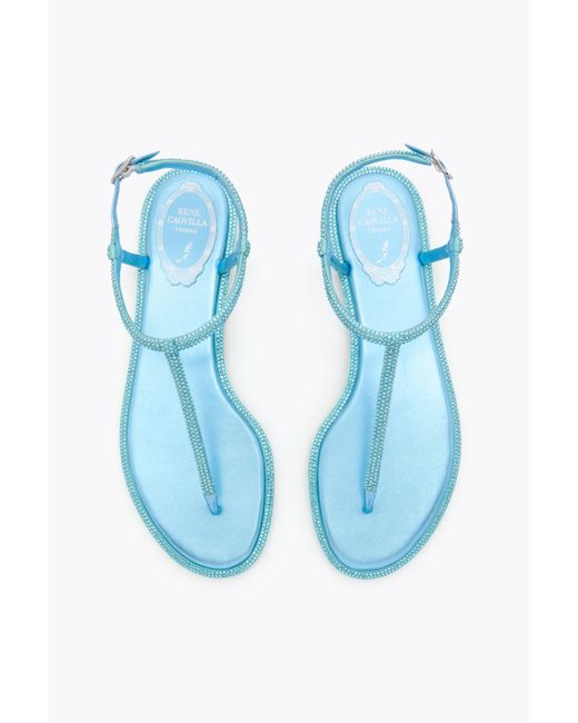 Rene Caovilla Blue Diana Sky Sandal With Crystals 10
