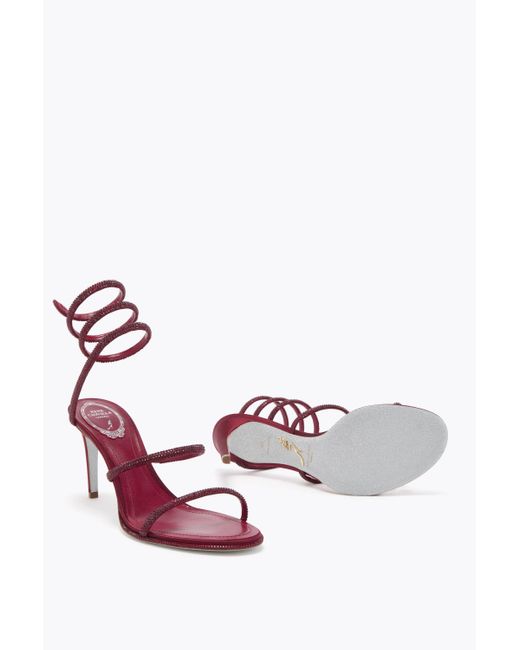 Rene Caovilla Pink Cleo Burgundy Sandal 80