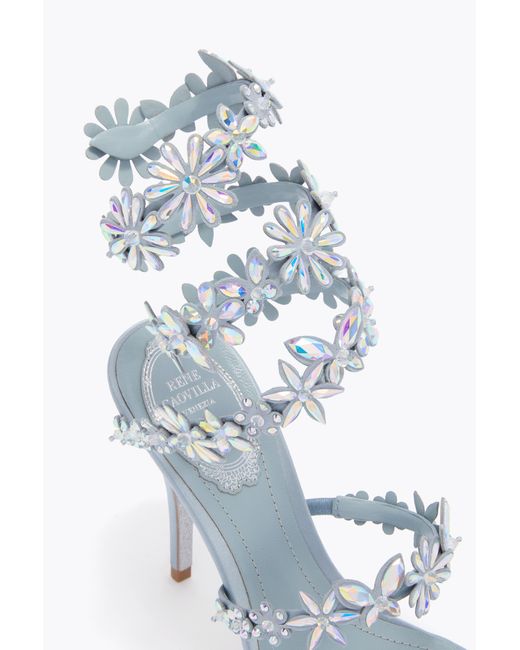 Rene Caovilla White Eden Cerulean Sandal 100