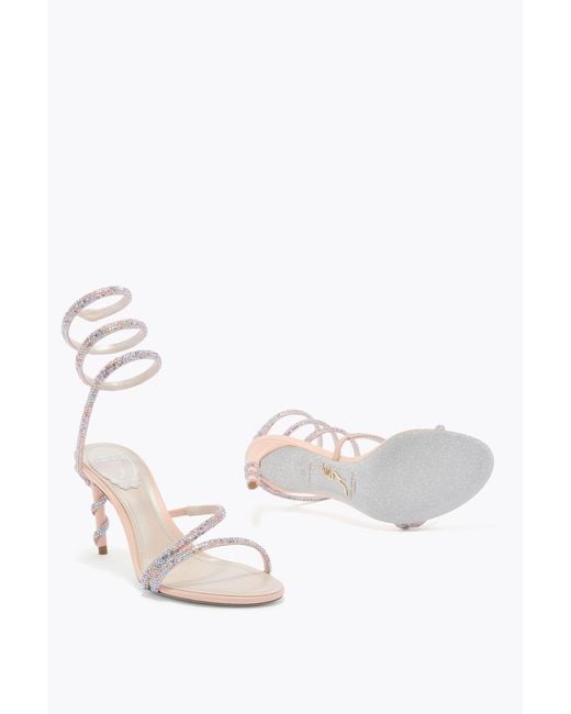 Rene Caovilla White Margot Sandal With Multicolored Crystals 80