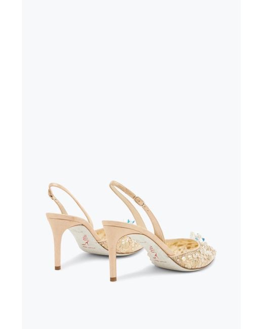Rene Caovilla White Slingback With Jewel Stones Cinderella