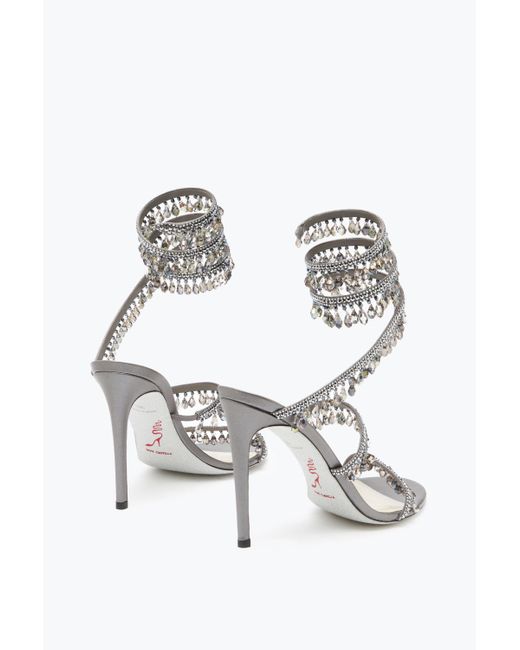 Rene Caovilla White Chandelier Crystal Pearl Sandal 105
