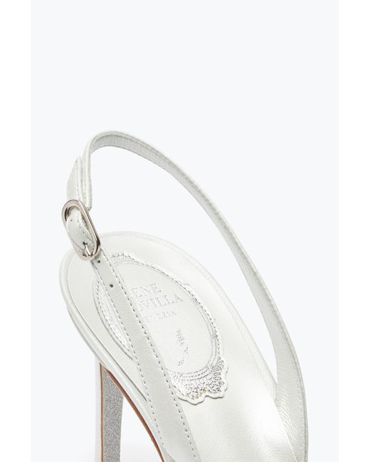 Rene Caovilla White Cinderella Slingback With Crystal 80