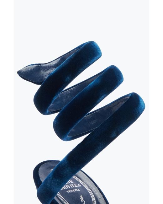 Sandale Cleo En Velours Marine 105 Rene Caovilla en coloris Blue