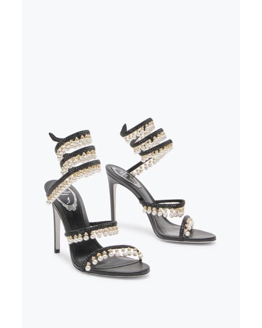 Rene Caovilla White Chandelier Sandal With Pearls 105