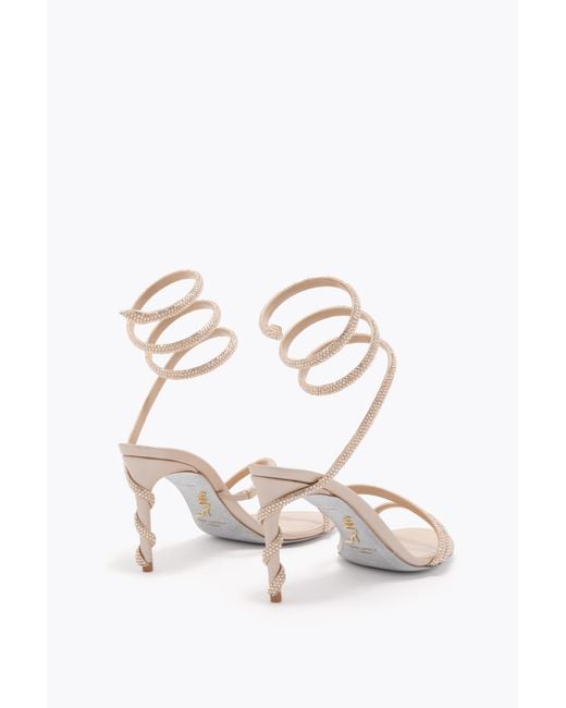 Rene Caovilla White Margot Nude Sandal 80