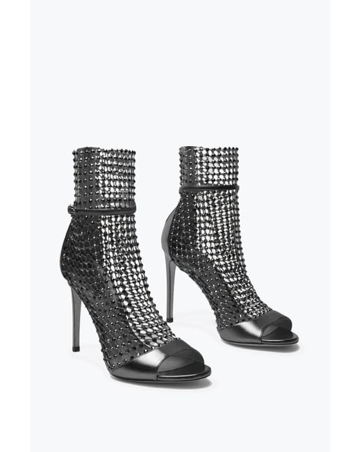 Rene Caovilla White Galaxia Metallic Anthracite Sandal 105