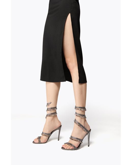 Rene Caovilla White Chandelier Gunmetal Sandal 105