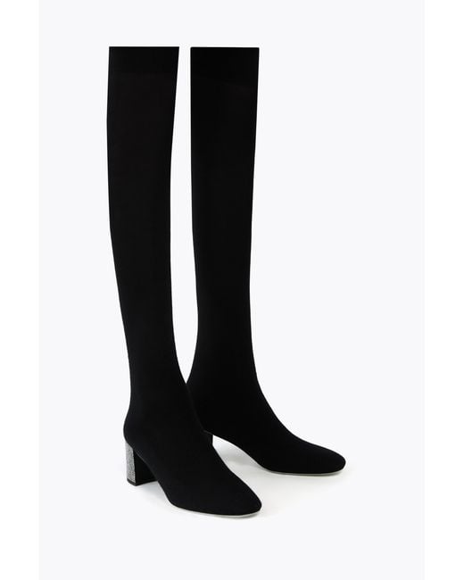 Rene Caovilla Black Sonia Cashmere Boot 60