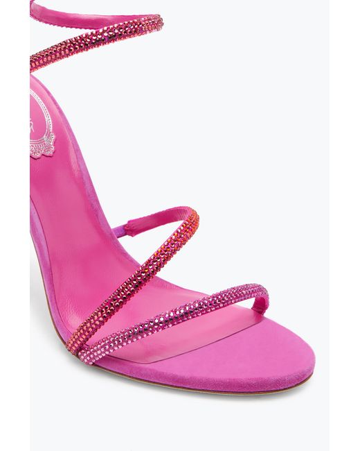 Rene Caovilla Pink Margot Shocking Sandal With Degradé Crystals 105