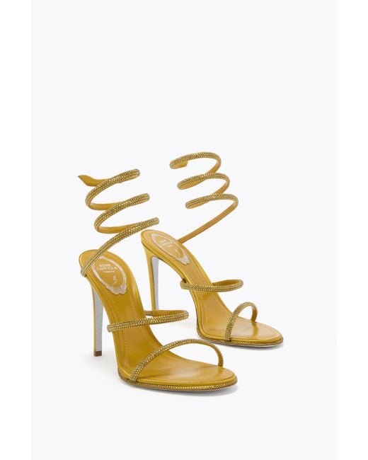 Rene Caovilla Metallic Cleo Mustard Sandal 105