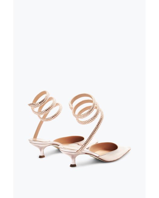 Rene Caovilla White Cleo Rose Pump With Crystals 50