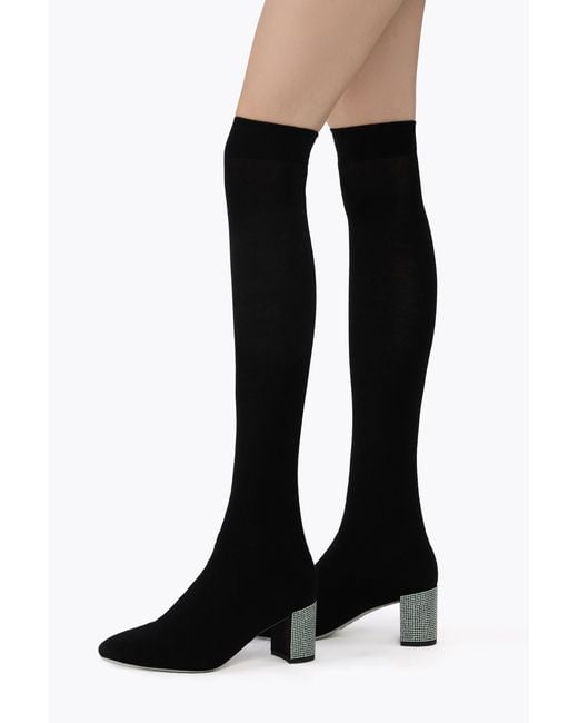 Rene Caovilla Black Sonia Cashmere Boot 60