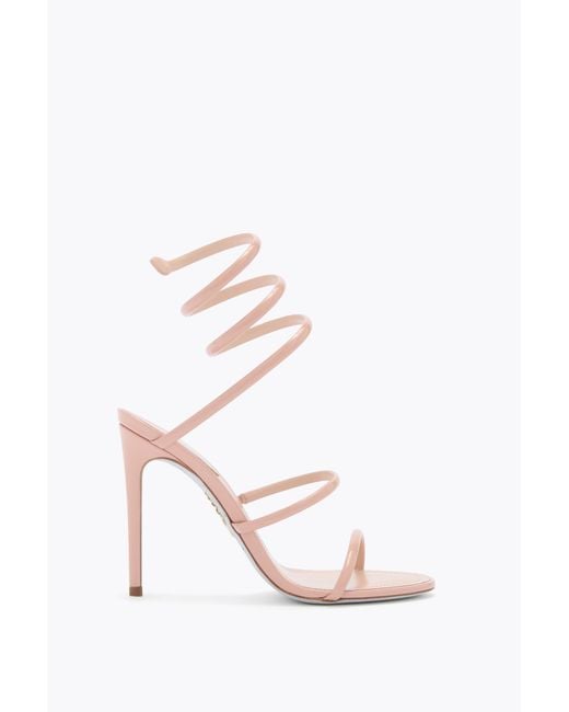 Rene Caovilla White Cleo Nude Patent Leather Sandal 105
