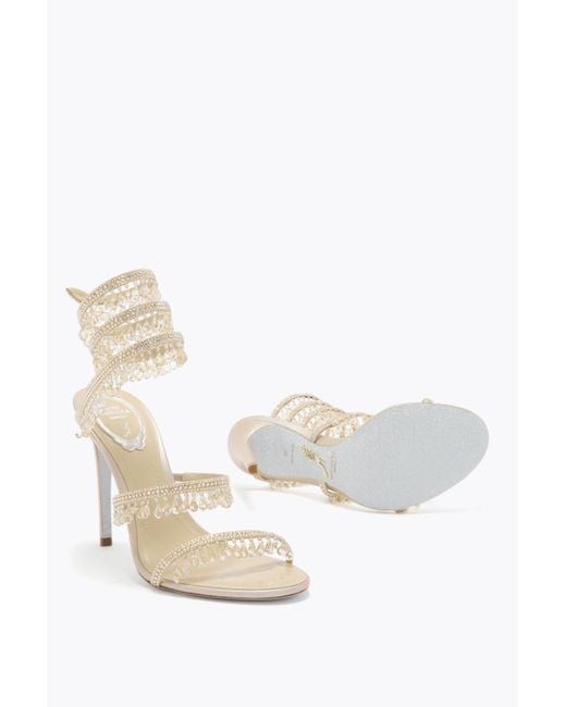 Rene Caovilla White Chandelier Satin/G.Shadow Strass Sandal