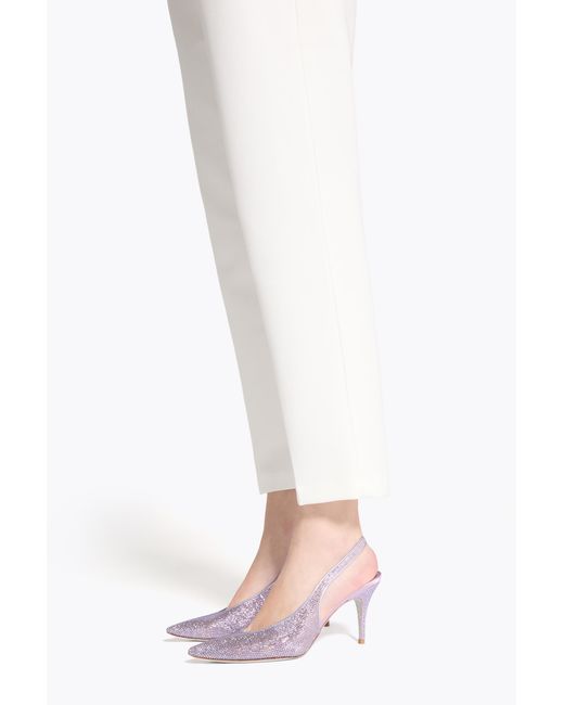 Rene Caovilla White Jinny Metallic Slingback 80