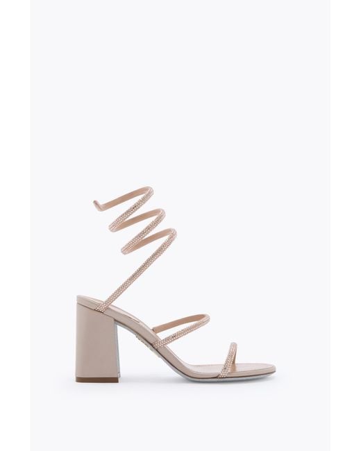 Rene Caovilla White Cleo Blush Sandal 80