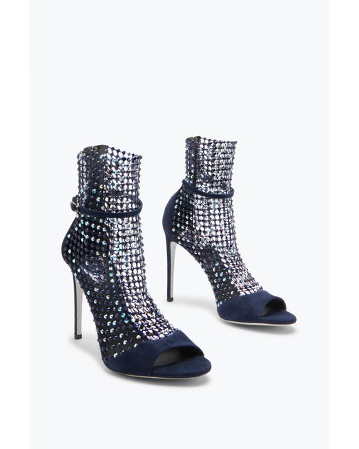 Rene Caovilla Blue Galaxia Crystal Deep Sandal 105