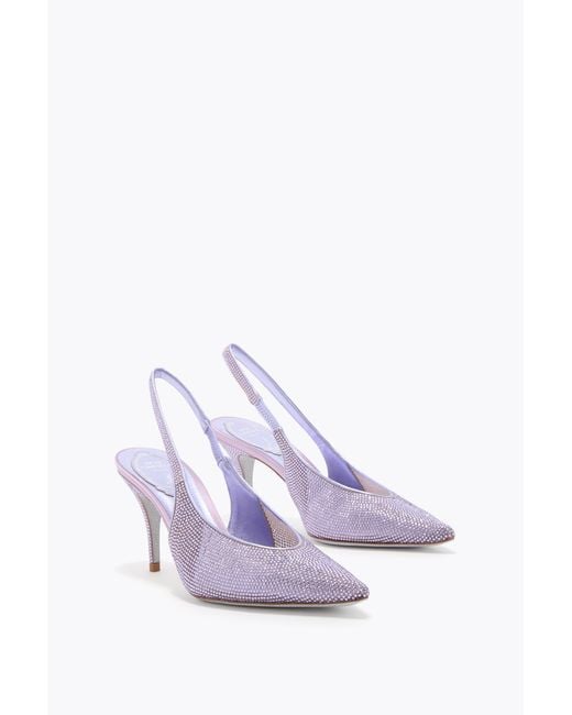 Rene Caovilla White Jinny Metallic Slingback 80