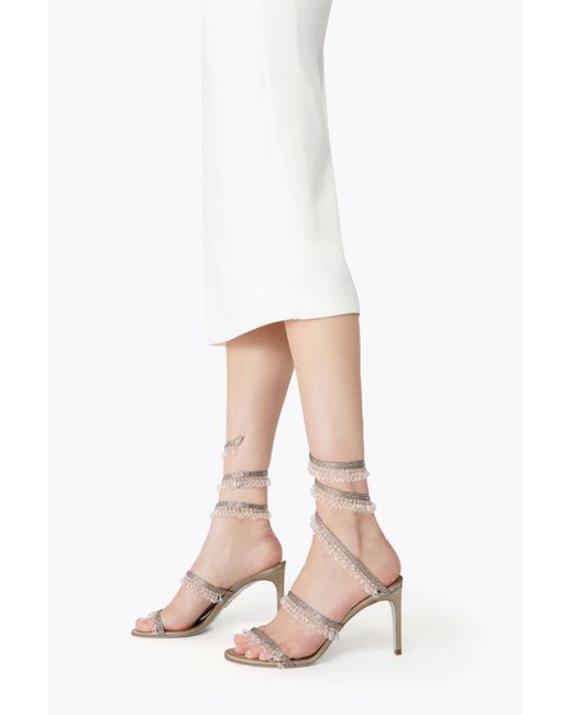 Rene Caovilla White Chandelier Dove Sandal 80