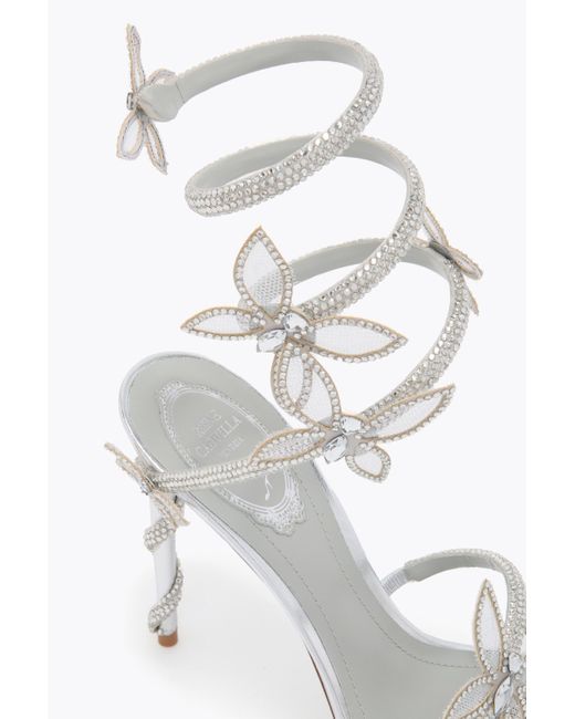 Rene Caovilla White Margot Mirrored Sandal With Butterflies 105