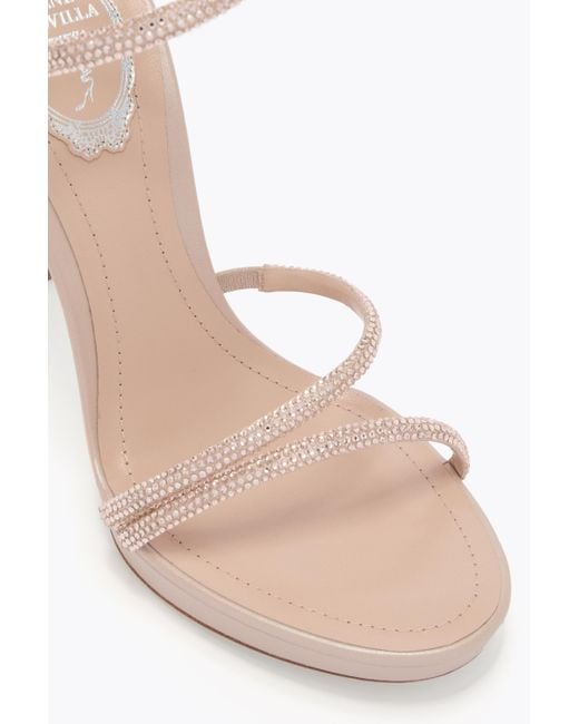 Rene Caovilla White Margot Nude Platform Sandal 120