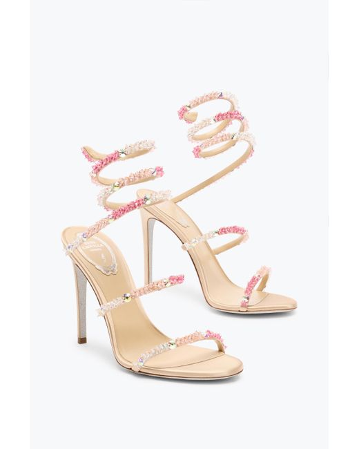Rene Caovilla White Cinderella Barbie Sandal With Serpent 105