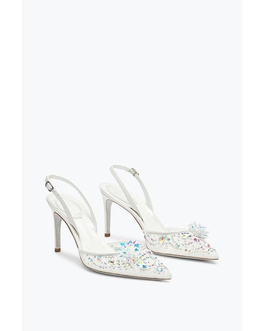 Rene Caovilla White Cinderella Slingback 80