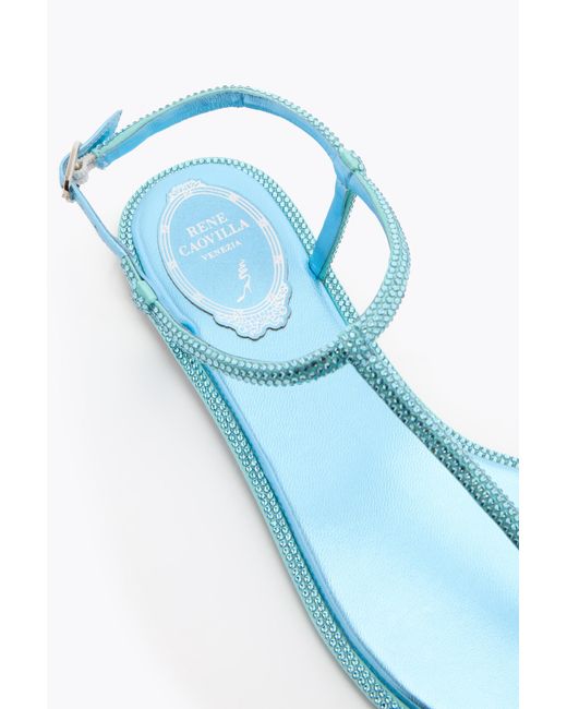 Rene Caovilla Blue Diana Sky Sandal With Crystals 10