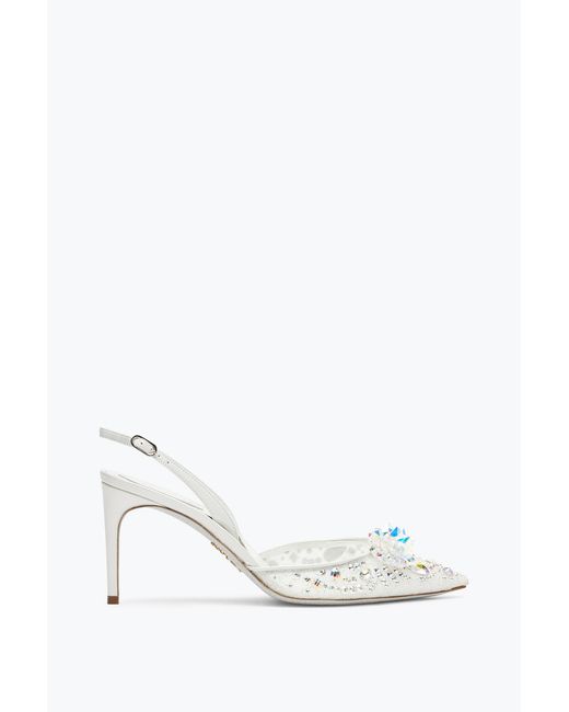 Rene Caovilla White Cinderella Slingback 80