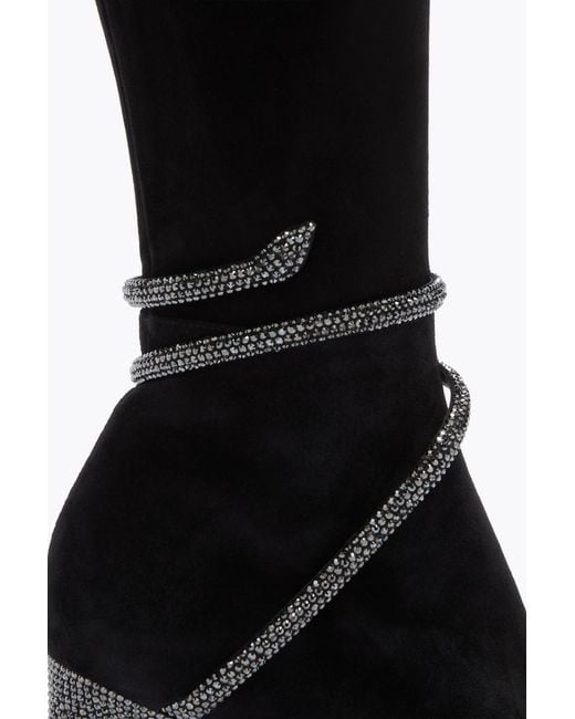 Rene Caovilla Black Cleo Suede Boot 80