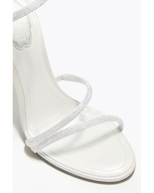 Rene Caovilla White Margot Ivory Satin-Lamb/Trasmission Strass Sandal