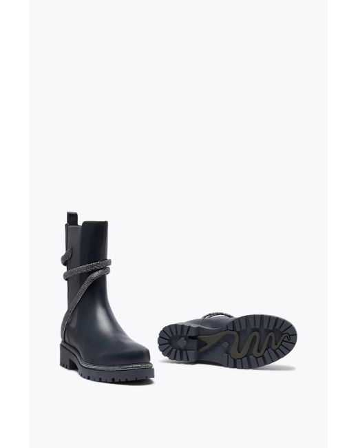 Bottine Cleo Noir-Argent Avec Cristaux 25 Rene Caovilla en coloris Blue