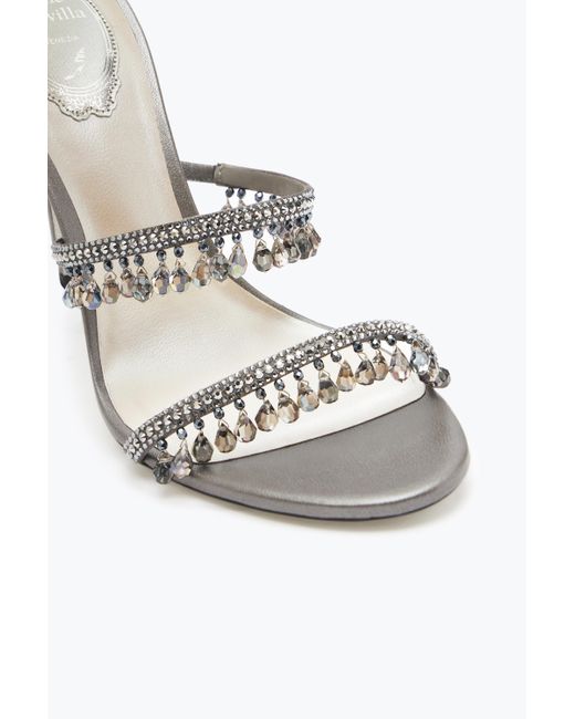 Rene Caovilla White Chandelier Crystal Pearl Sandal 105