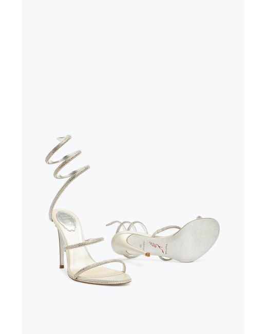 Rene Caovilla White Evening Satin Sandals Cleo