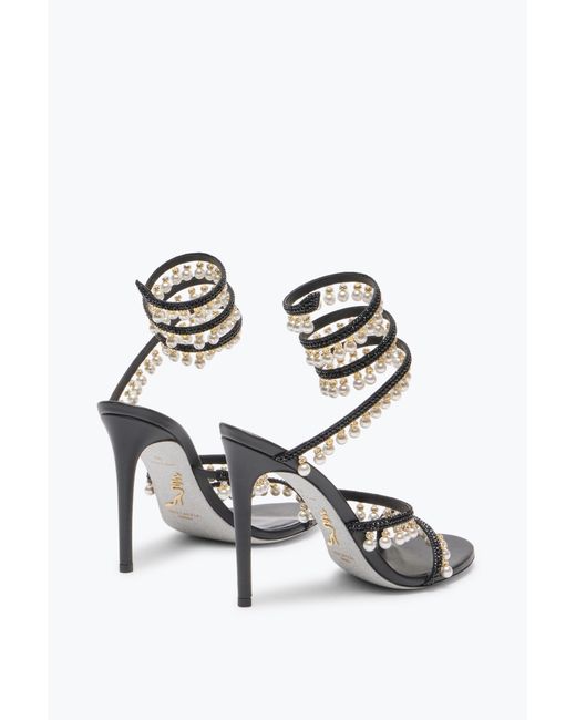 Rene Caovilla White Chandelier Sandal With Pearls 105