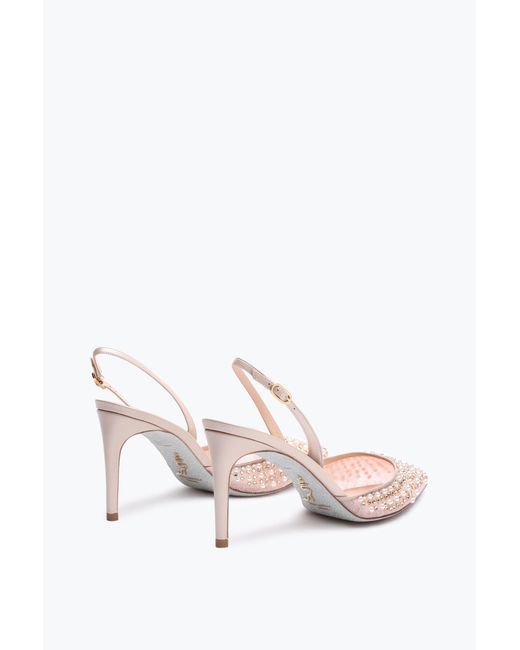 Rene Caovilla White Aretha Nude Slingback 80