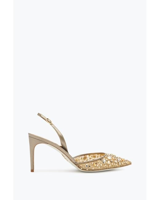 Rene Caovilla White Cinderella Bronze Slingback 80