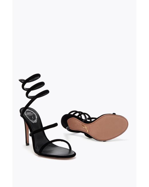 Rene Caovilla Black Cleo Velvet Sandal 105