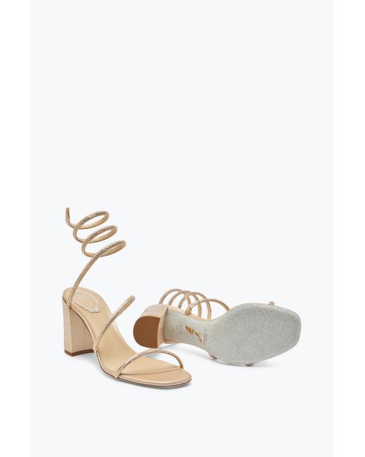 Rene Caovilla White Cleo Crystal Sandal 80