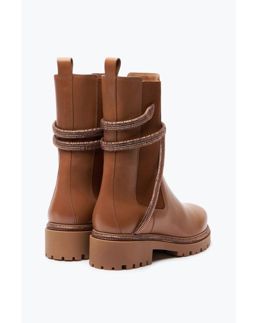 Rene Caovilla Brown Cleo Crystal Hazelnut Bootie 25