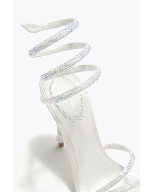 Rene Caovilla White Margot Ivory Satin-Lamb/Trasmission Strass Sandal