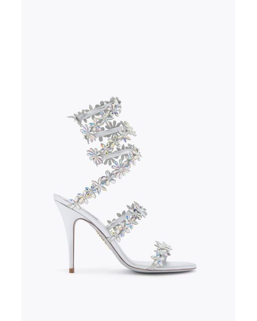 Rene Caovilla White Eva Metallic Sandal 100