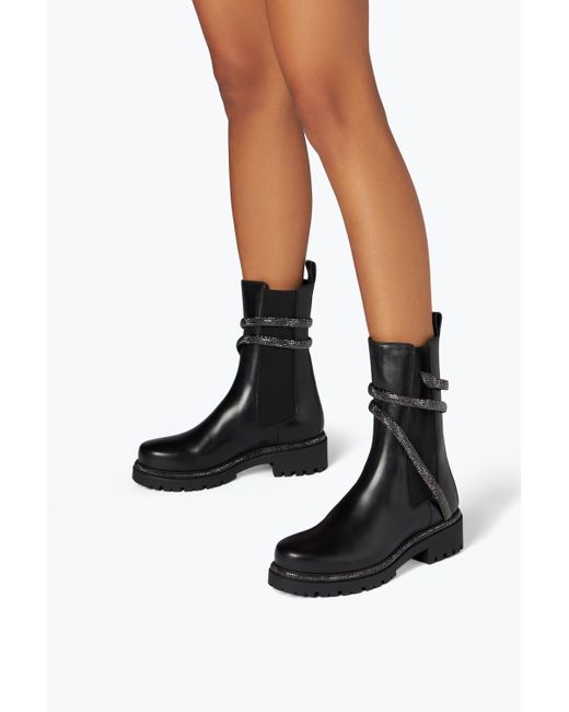 Rene Caovilla Black Cleo Combat Biker Boots