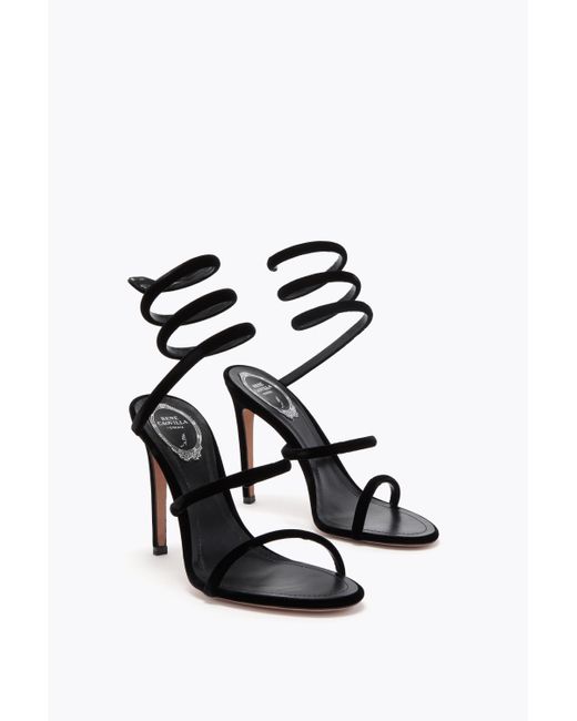 Rene Caovilla Black Cleo Velvet Sandal 105