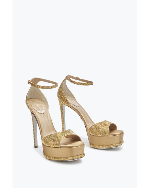 Rene Caovilla White Anastasia Crystal Platform Sandal 130