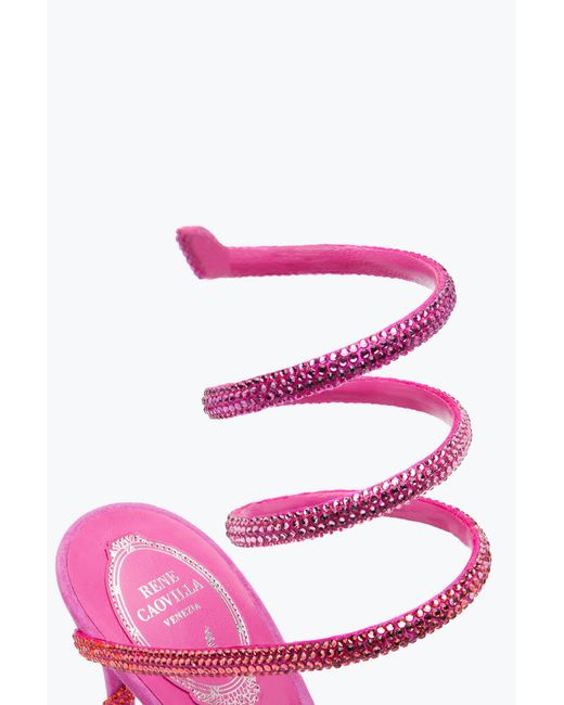 Rene Caovilla Pink Margot Shocking Sandal With Degradé Crystals 105